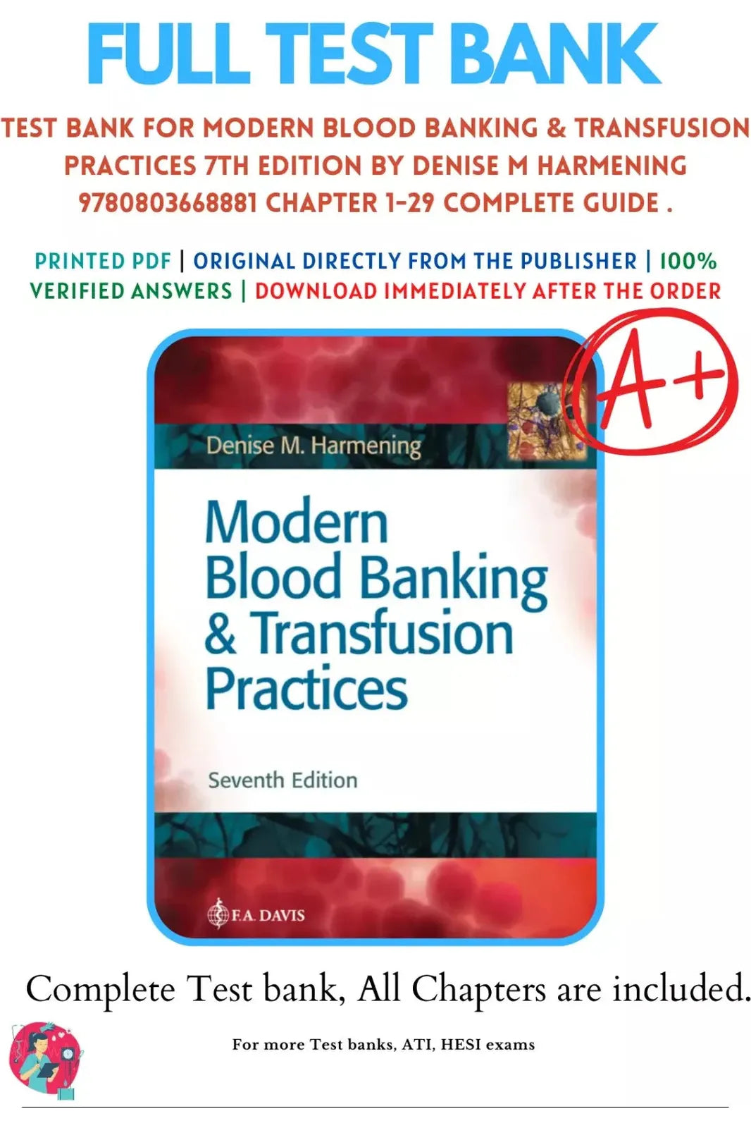 Test Bank for Modern Blood Banking and Transfusion Practices 7th Edition